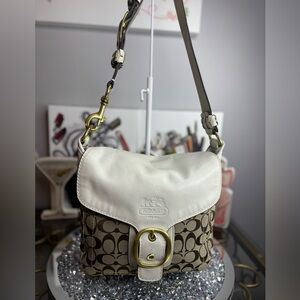 Coach White and Brown Shoulder Bag